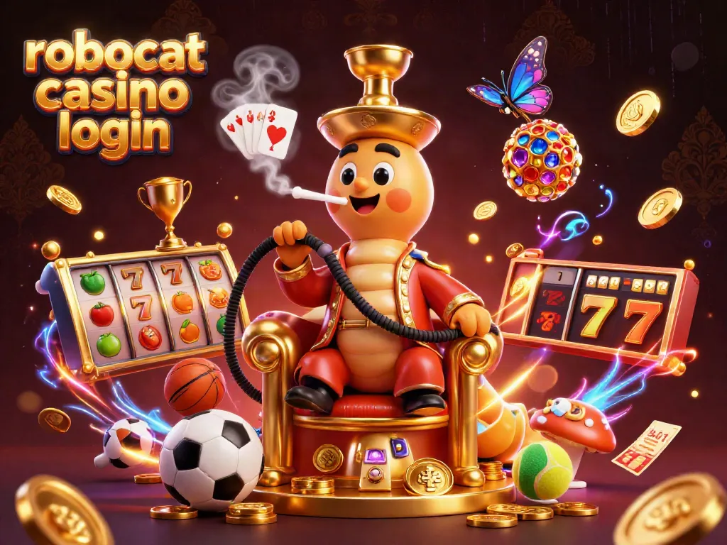 Experience robocat casino login with vibrant 3D illustration showcasing dynamic gambling elements and characters.